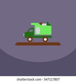 garbage collection .garbage truck management concept illustration with trash