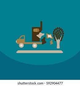 garbage collection .garbage truck management concept illustration with trash on tree