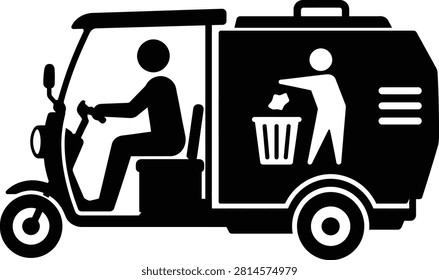Garbage Collection Vehicle and Waste Disposal Service Icon