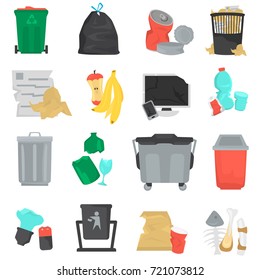 Garbage color flat icons set