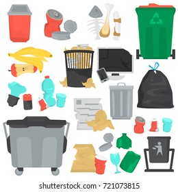 Garbage color flat icons set