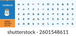 Garbage colorful icon collection. Contains such icons as dustbin, pollution, waste, trash, recycling and more. Waste filled icon collection. Vector illustration in modern solid style.
