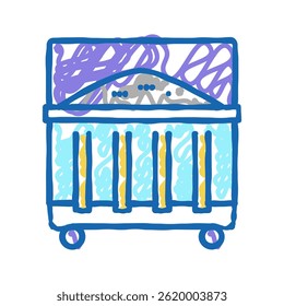 Contenedor de basura doodle icono bosquejo Vector. Contenedor de basura signo. Ilustración aislada