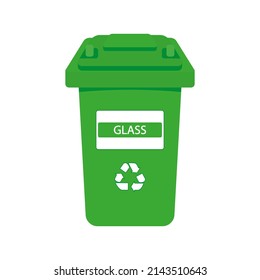 Contenedor de basura para vidrio sobre fondo blanco