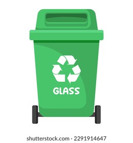 Garbage container for glass waste, vector illustration