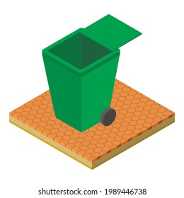 Icono de contenedor de basura. Imitación isométrica del icono del vector de contenedor de basura para la web