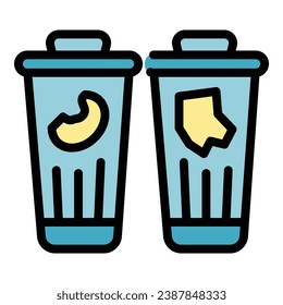 Garbage container icon outline vector. Trash bag. Waste plastic color flat