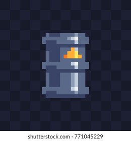 Garbage container icon. Pixel art flat style. Chemical wastes. Game assets. 8-bit style. Sticker design. Isolated abstract vector illustration. 
