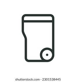 Icono aislado de contenedor de basura, papelera de lanzamiento al aire libre puede icono de vector con trazo editable