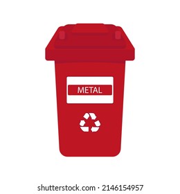 Contenedor de basura para metal sobre fondo blanco