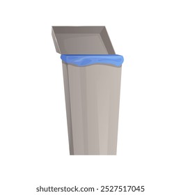 Garbage container with plastic bag inside, cafe and school canteen object vector illustration