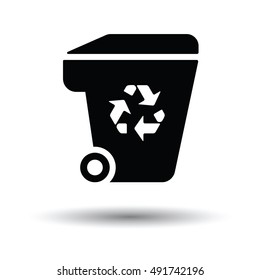 Garbage container recycle sign icon. White background with shadow design. Vector illustration.