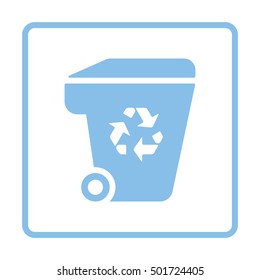 Garbage container recycle sign icon. Blue frame design. Vector illustration.