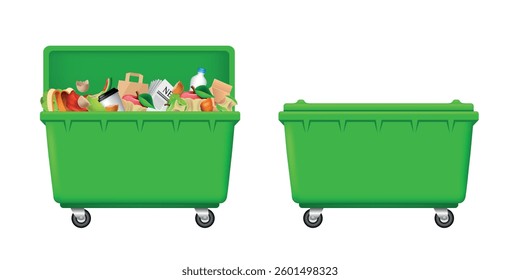 Garbage container. Vector 3d illustration isolated on white background.