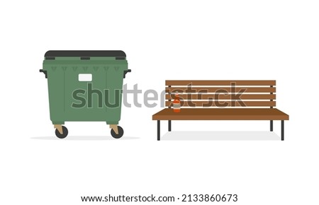 Similar – Image, Stock Photo Bench and garbage can on a green embankment
