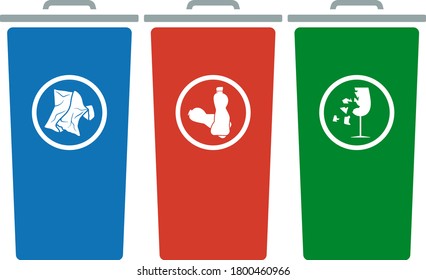 Garbage Containers With Separated Trash Icon. Flat Color Design. Vector Illustration.