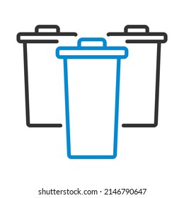 Garbage Containers With Separated Trash Icon. Editable Bold Outline With Color Fill Design. Vector Illustration.