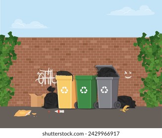 Garbage containers for sorting waste in the backyard