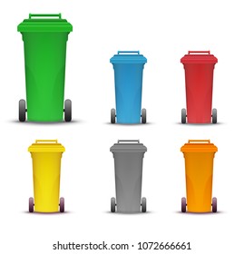 garbage containers for sorting waste. Vector image in a flat cartoon style. Concept care for the environment