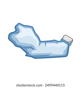 garbage crumpled plastic bottle cartoon. blue line, waste crush, outline can garbage crumpled plastic bottle sign. isolated symbol vector illustration