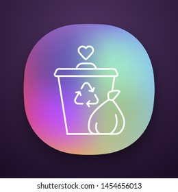 Garbage disposal app icon. Waste management volunteer program. Help sorting litter. Recycling and composting services. UI/UX user interface. Web or mobile application. Vector isolated illustration
