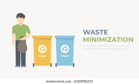 Garbage disposal concept. Waste sorting. Minimizing the harm of trash vector. Ecological awareness illustration.