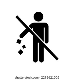 Garbage disposal, Do not litter sign, Keep clean, Prohibition icon sticker for area places, Isolated on white background, Flat design vector illustration