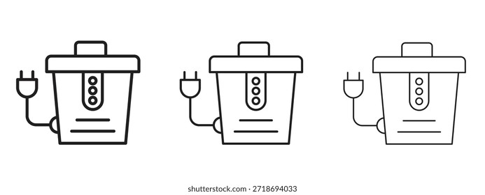 Garbage disposal icon logo black pictogram set. thin line outline art.