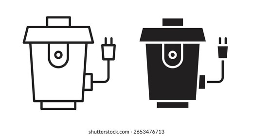 Ícone de descarte de lixo, sinal vetorial de contorno, pictograma linear e de estilo sólido isolado no branco.