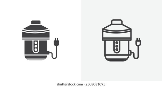 Garbage disposal icon in solid and outlined style