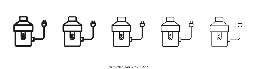 Garbage disposal icon symbol in thin line, Black outline and stroke style