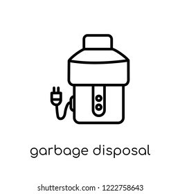 garbage disposal icon. Trendy modern flat linear vector garbage disposal icon on white background from thin line Electronic devices collection, editable outline stroke vector illustration