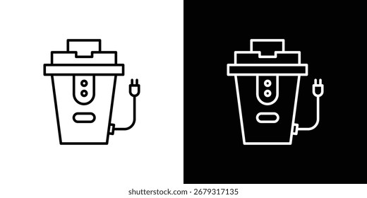 Empaquetado de los símbolos del Vector del icono de la disposición de la basura en líneas blancas y negras