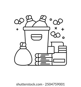 Icono de contorno de eliminación de basura, Ilustración vectorial