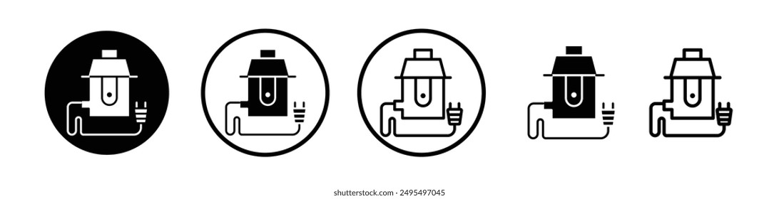 Garbage disposal vector icon set in black and white color.