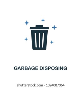 Garbage Disposing icon. Creative two colors design from cleaning icons collection. UI and UX usage. Illustration of garbage disposing icon. Pictogram isolated on white
