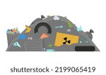 Garbage dump. Environmental pollution. Problems with garbage collection. Flat style. Vector illustration