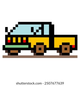 Garbage dump truck in pixel art style
