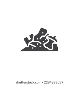 Garbage dump vector icon. filled flat sign for mobile concept and web design. Trash dump glyph icon. Symbol, logo illustration. Vector graphics