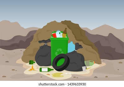 Garbage Dump Vector Illustration Waste Landscape