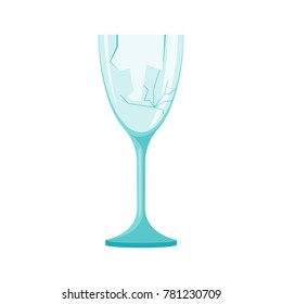 Garbage element broken glass isolated on the white background, vector illustration