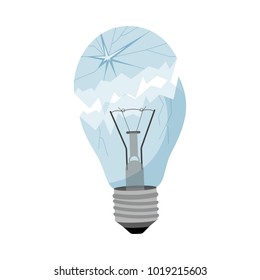 Garbage element broken light bulb isolated on the white background, vector illustration