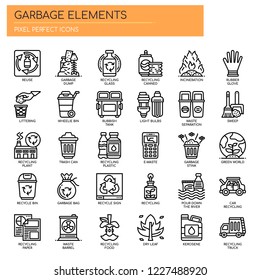 Garbage Elements , Thin Line and Pixel Perfect Icons
