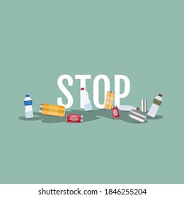 Garbage, environmental pollution concept. Vector illustration.