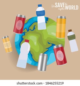 Garbage, environmental pollution concept. Vector illustration.