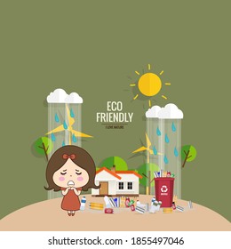 Garbage, environmental pollution concept. Vector illustration.