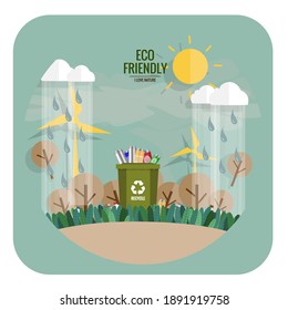 Garbage, environmental pollution concept. Vector illustration.