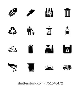 Garbage - Expand to any size - Change to any colour. Flat Vector Icons - Black Illustration on White Background.