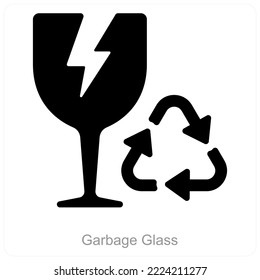 Concepto de icono de vidrio y medio ambiente de basura
