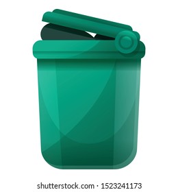 Garbage green bin icon. Cartoon of garbage green bin vector icon for web design isolated on white background